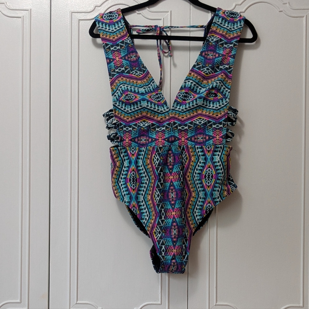 No Boundaries Multicolor Geometric One Piece Swimsuit